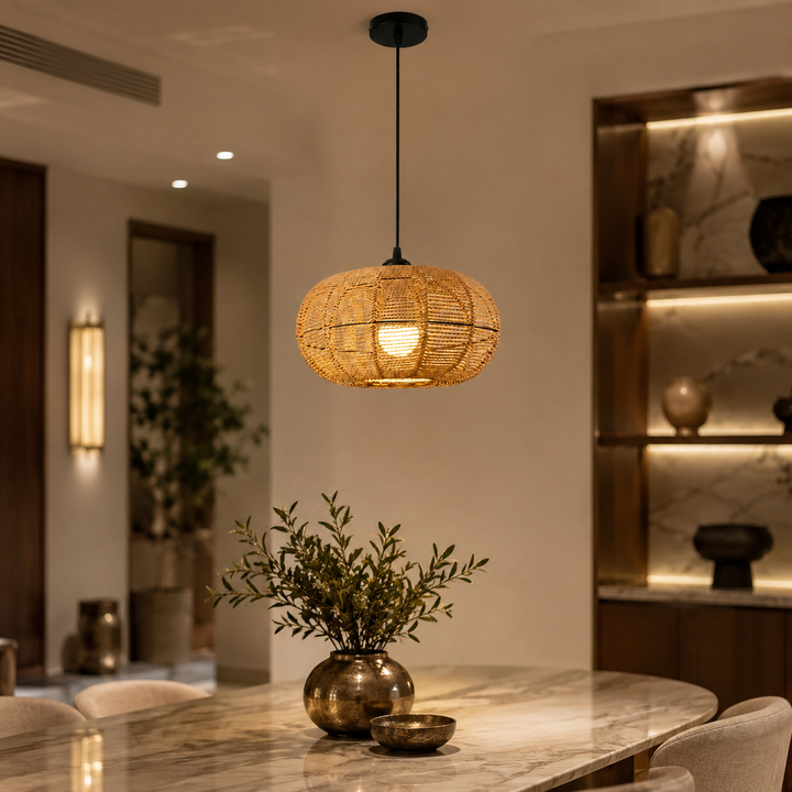 Boho Woven Rattan Pendant Light