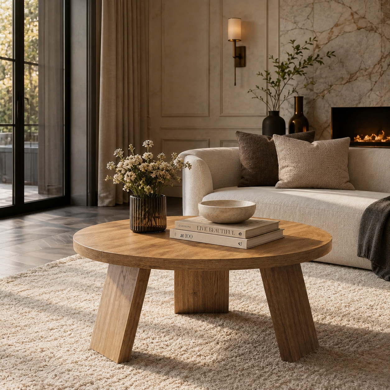 Modern Round Wood Coffee Table