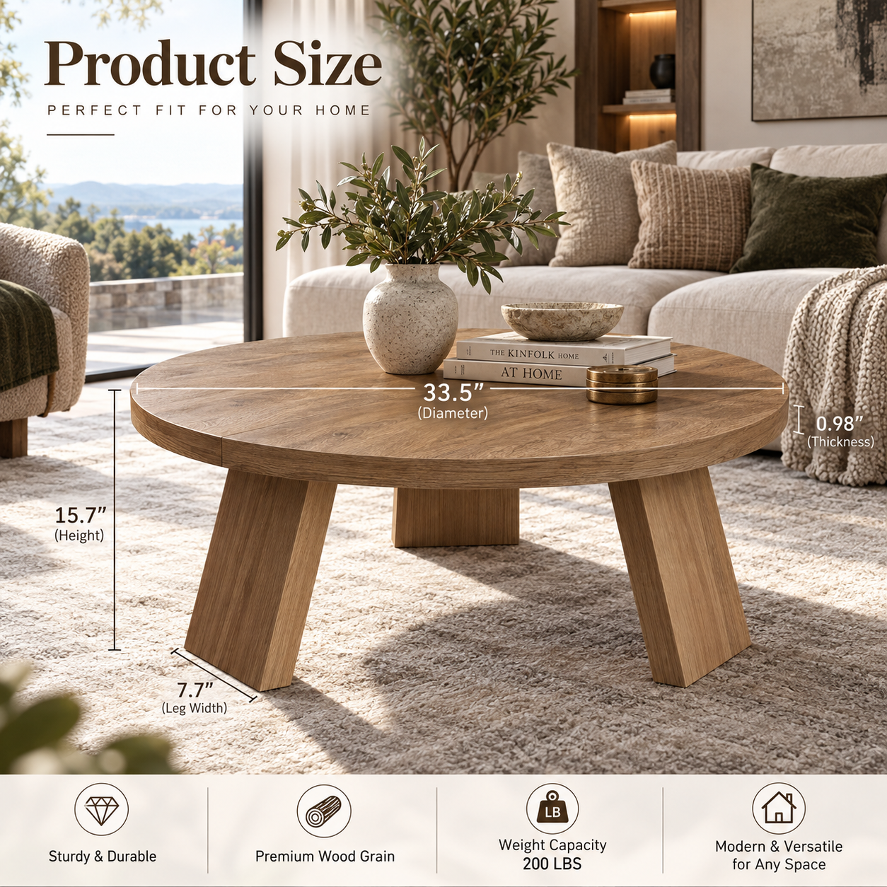 Modern Round Wood Coffee Table
