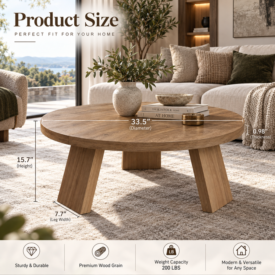 Modern Round Wood Coffee Table