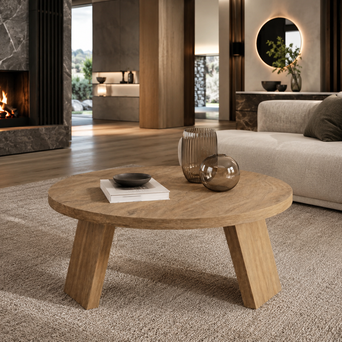 Modern Round Wood Coffee Table