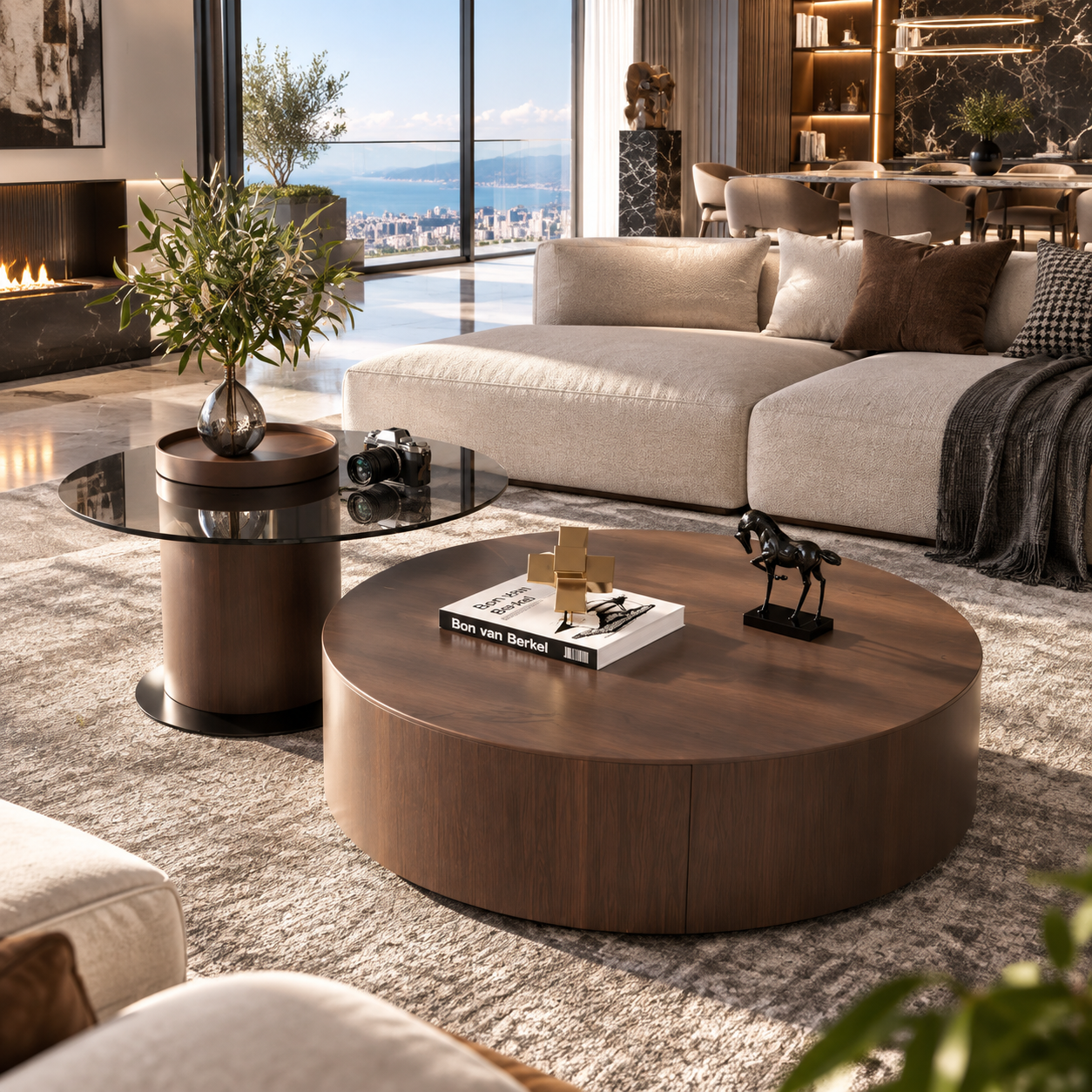 Modern Round Wooden Coffee Table