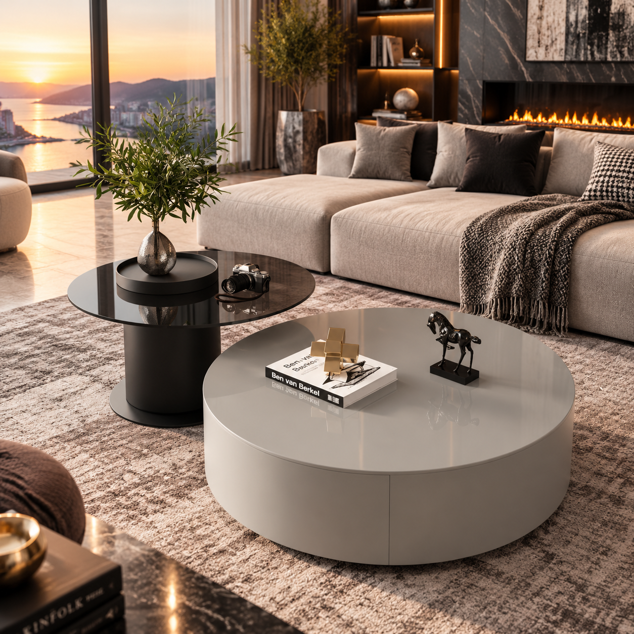 Modern Round Wooden Coffee Table