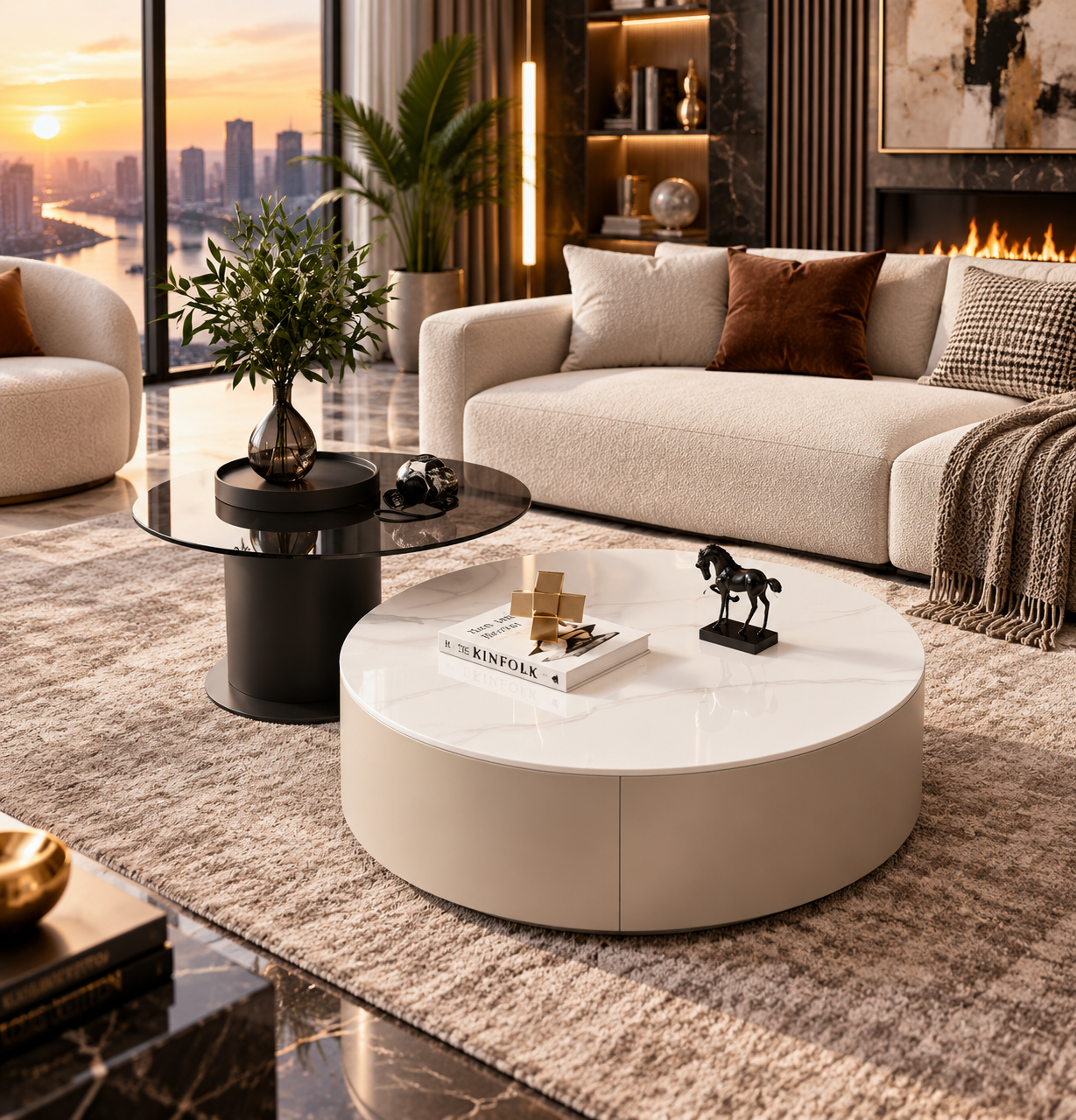 Modern Round Wooden Coffee Table