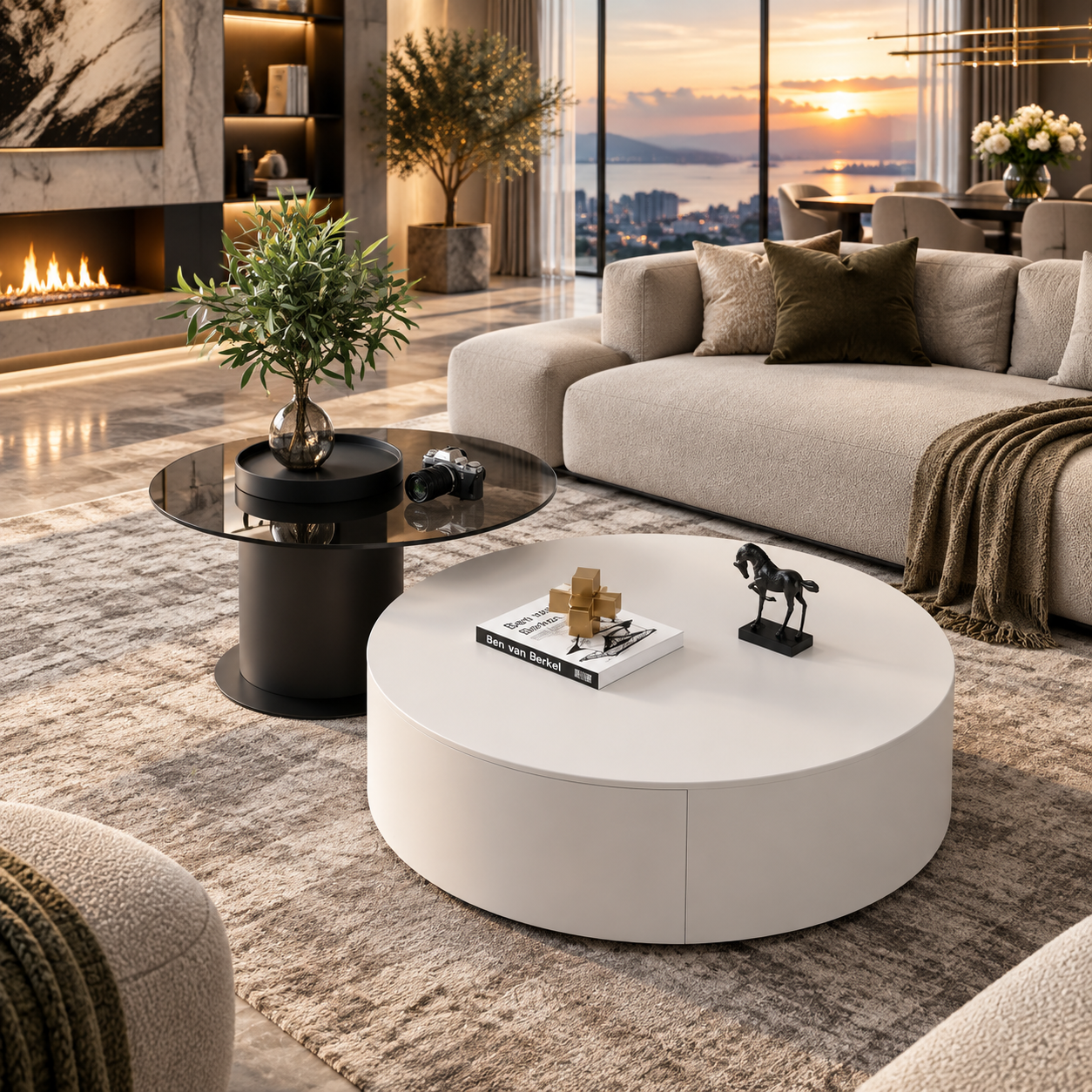 Modern Round Wooden Coffee Table