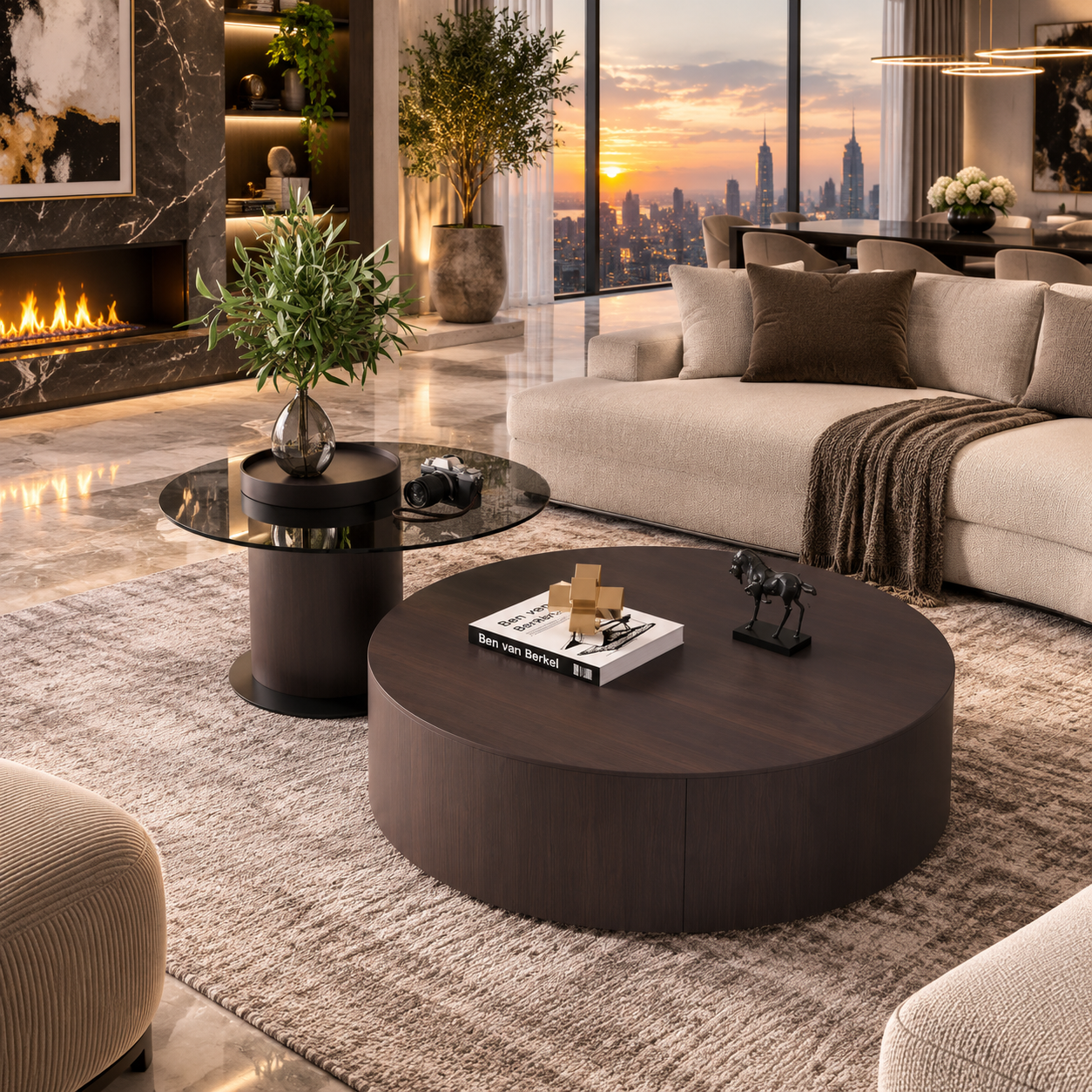 Modern Round Wooden Coffee Table