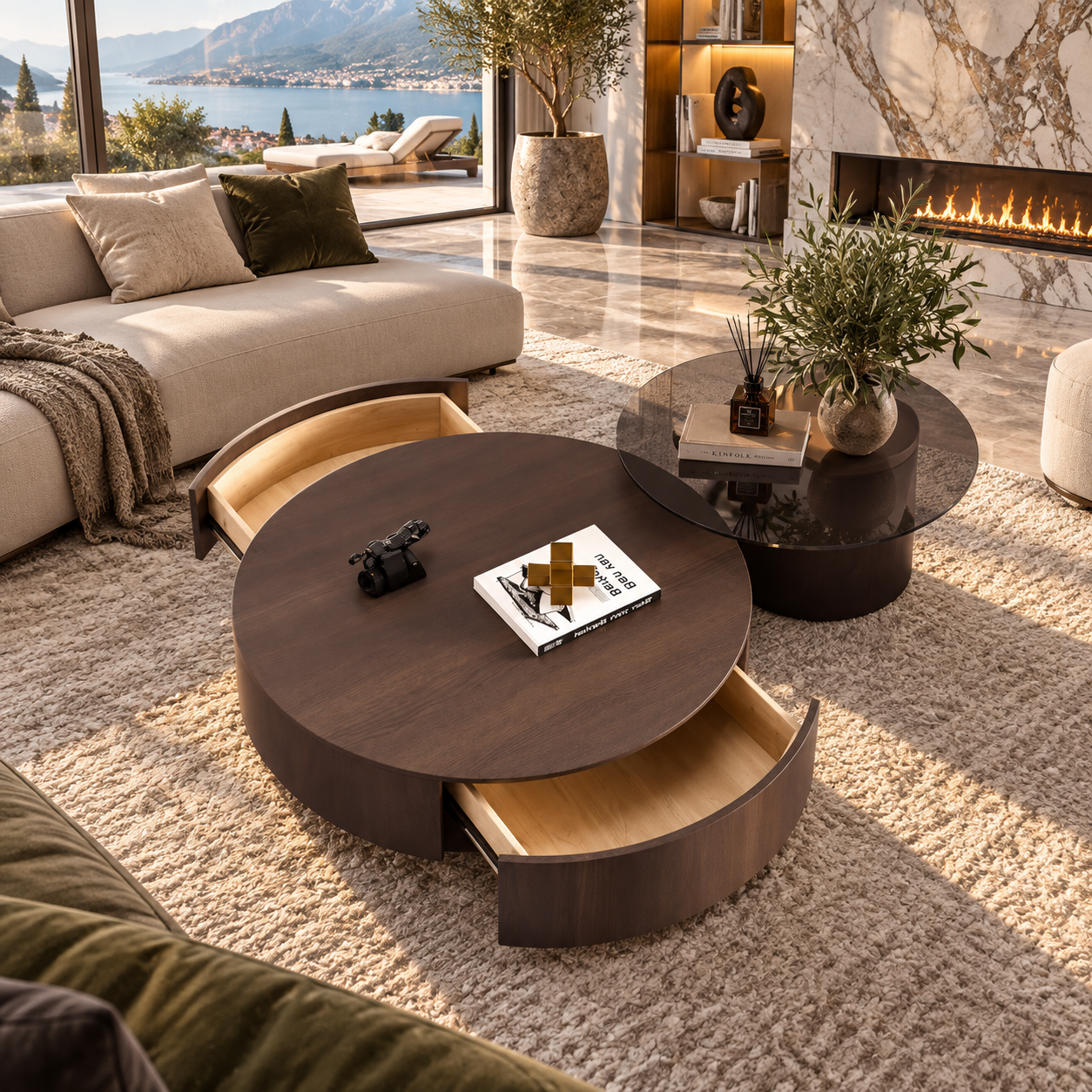 Modern Round Wooden Coffee Table