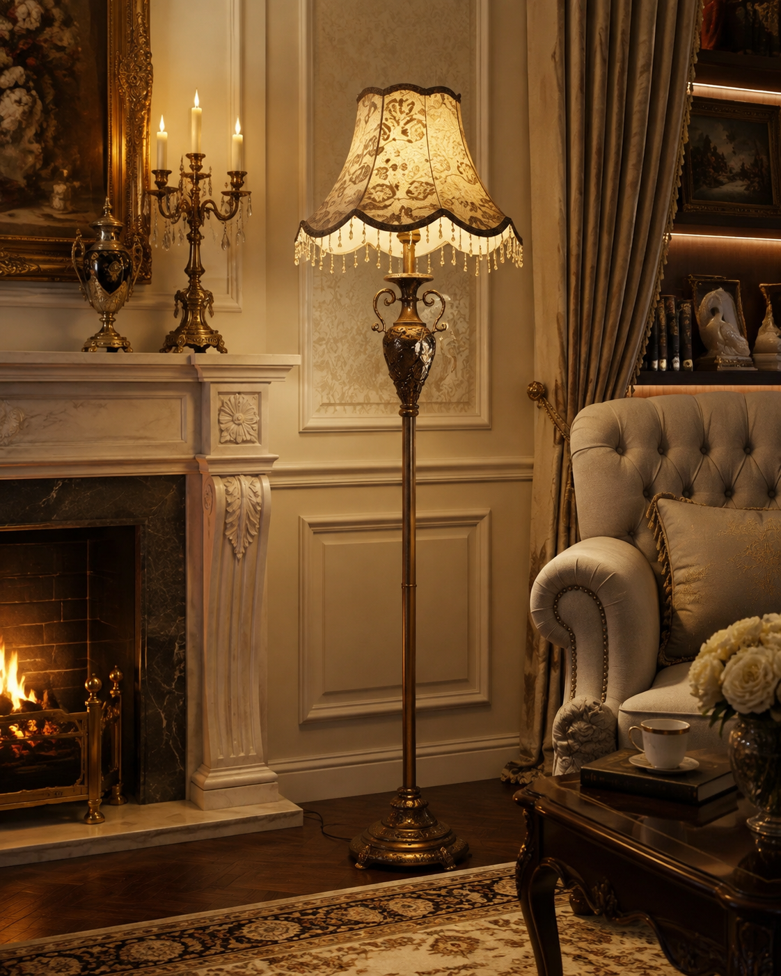 French-Style Ornate Full-Length Standing Mirror