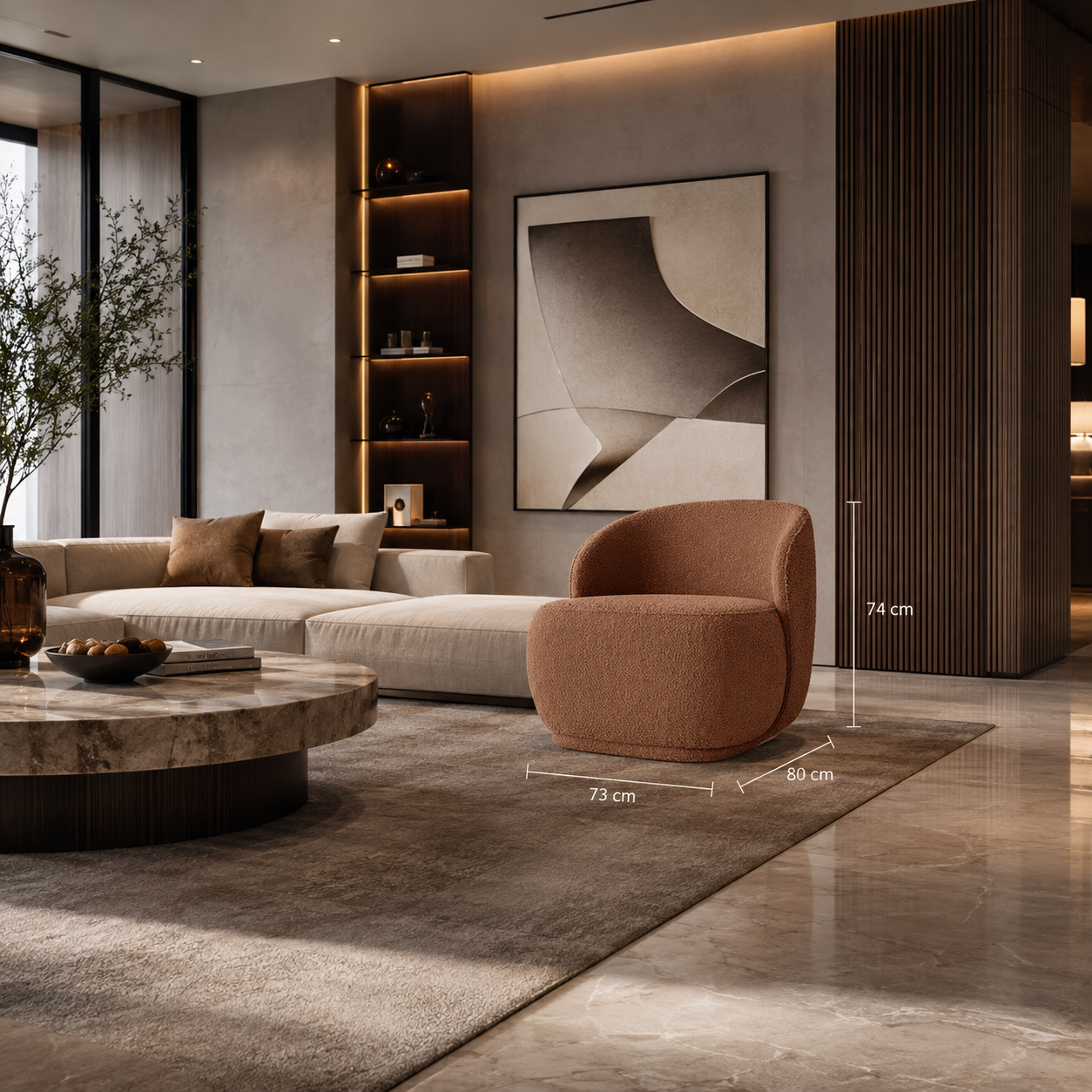 Modern Cream Curved Lounge Sofa