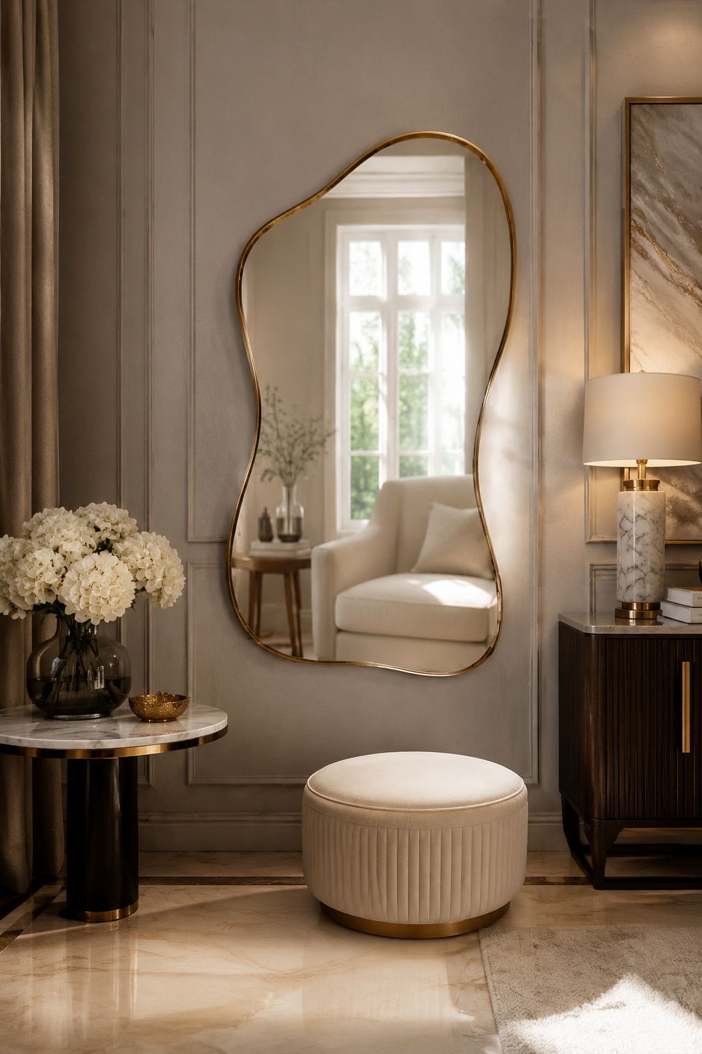 Irregular Frame Full-Length Wall Mirror