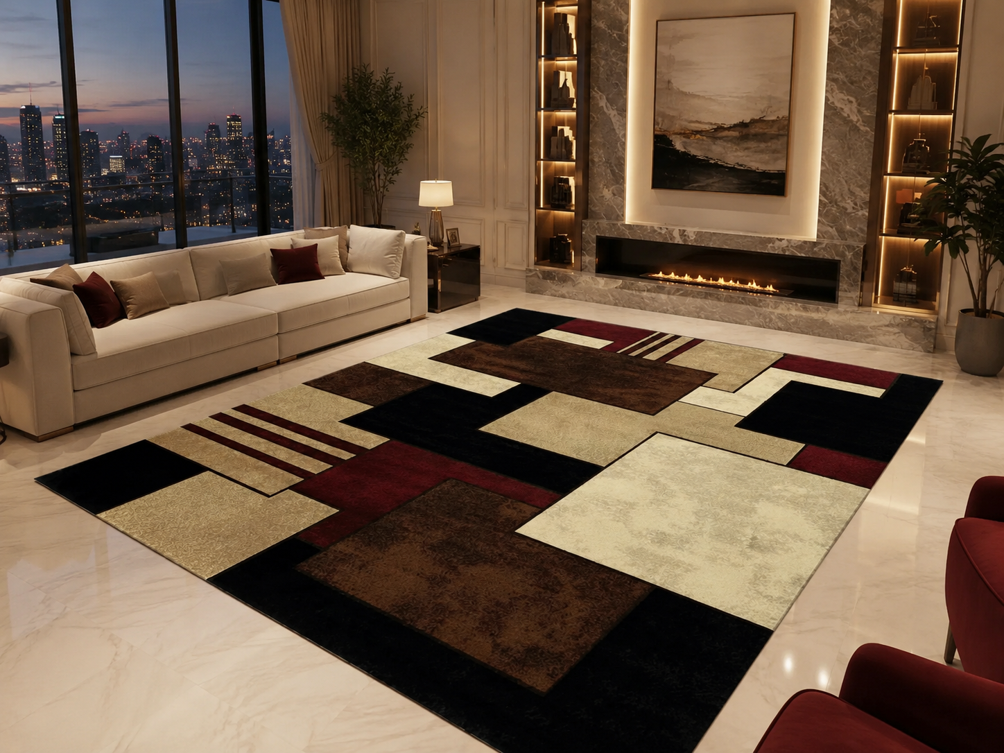 Geometric Aubusson Area Rug