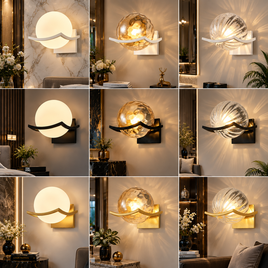 Post-Modern Glass Shade Wall Sconce