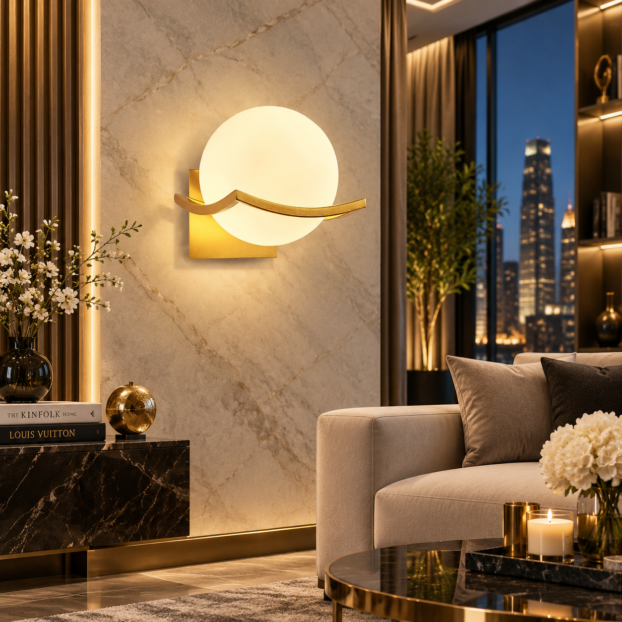 Post-Modern Glass Shade Wall Sconce