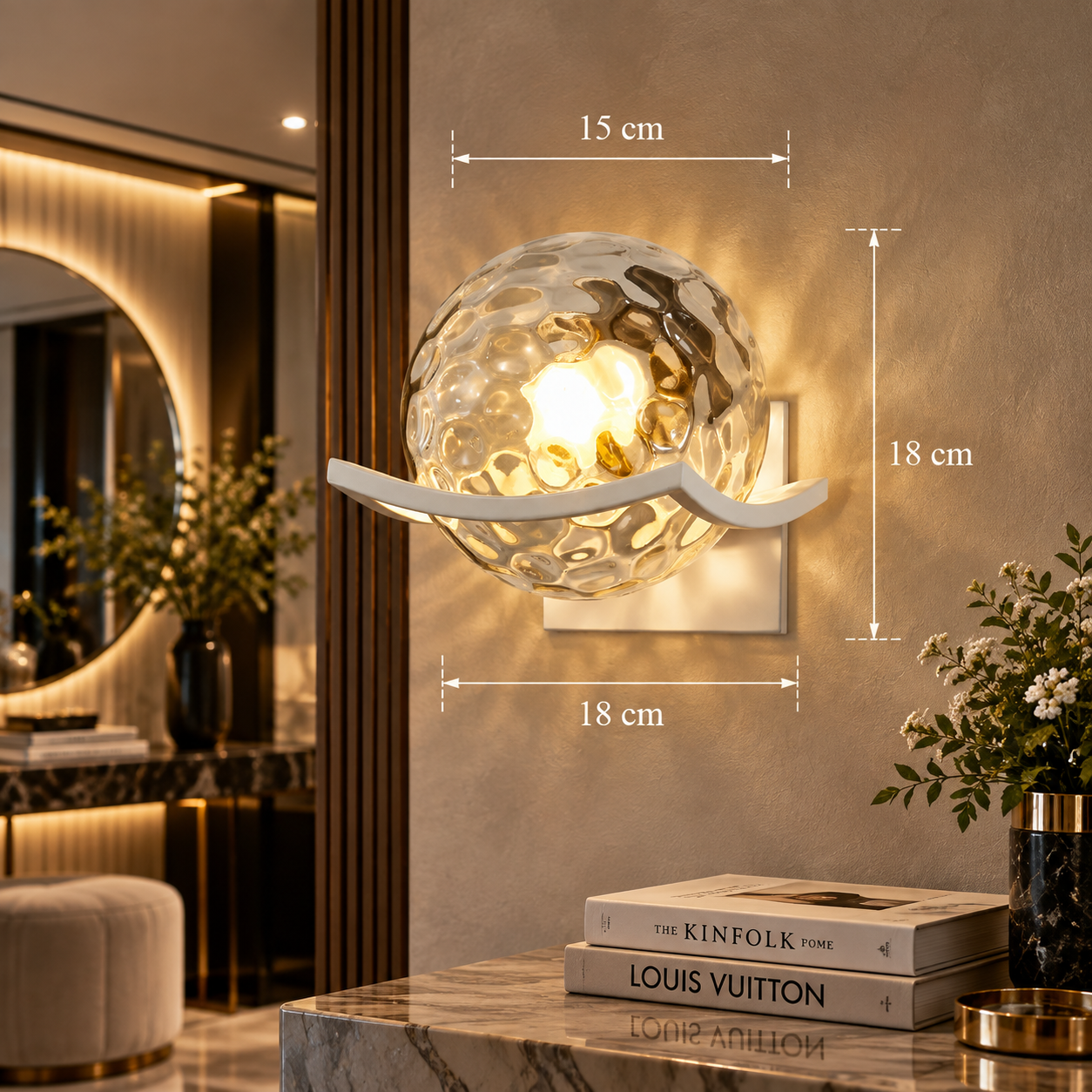 Post-Modern Glass Shade Wall Sconce