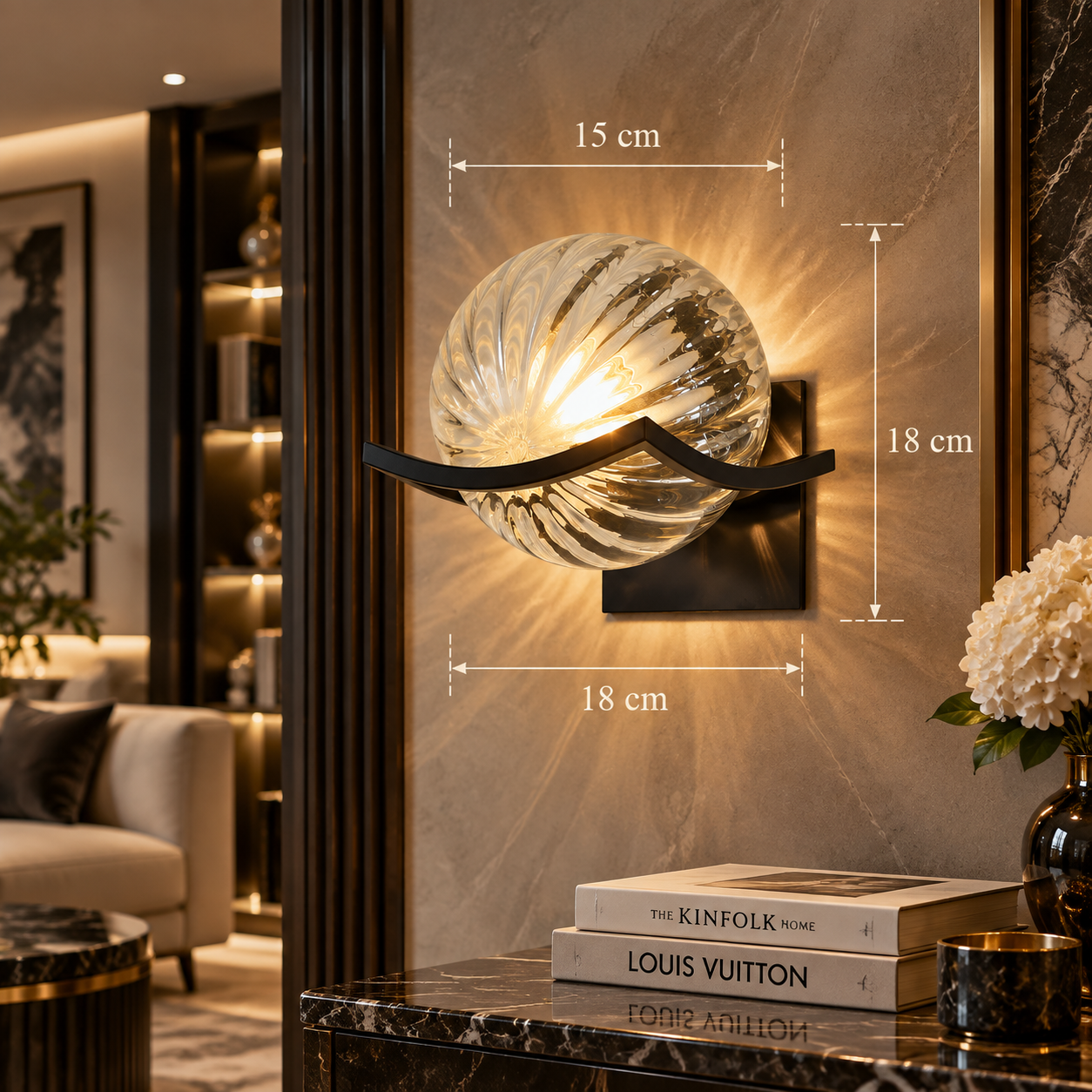 Post-Modern Glass Shade Wall Sconce