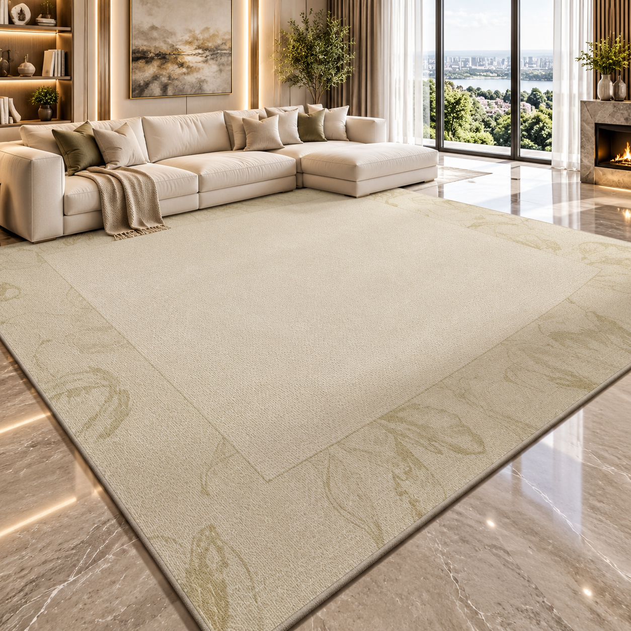 Solid Flannel Area Rug — Machine Washable, Non-Slip