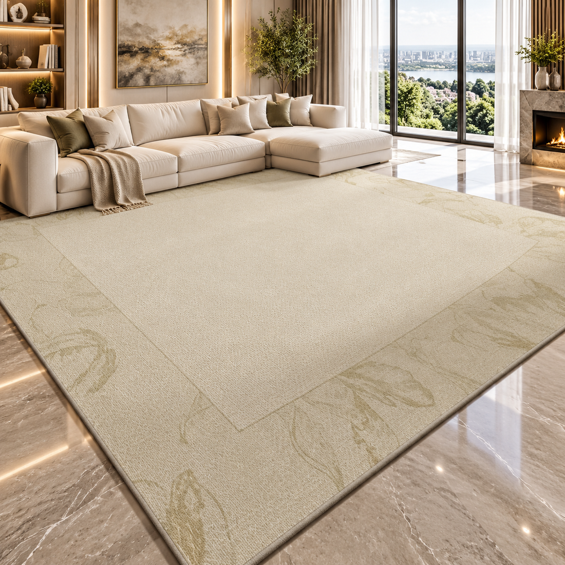 Solid Flannel Area Rug — Machine Washable, Non-Slip