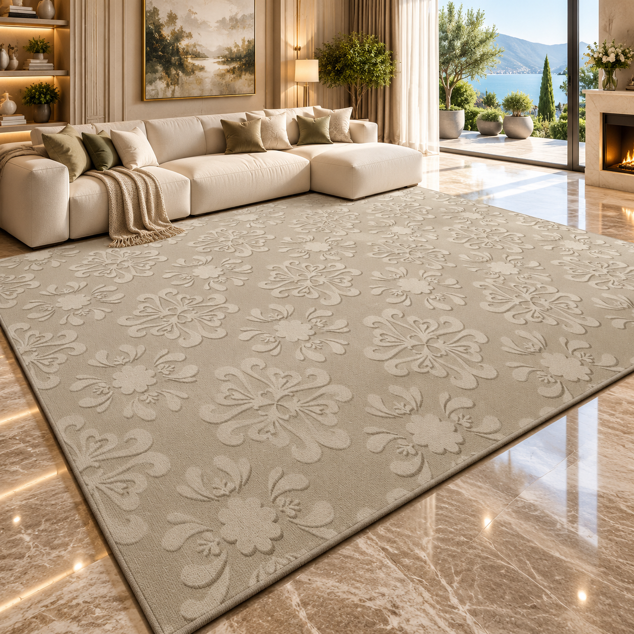 Solid Flannel Area Rug — Machine Washable, Non-Slip