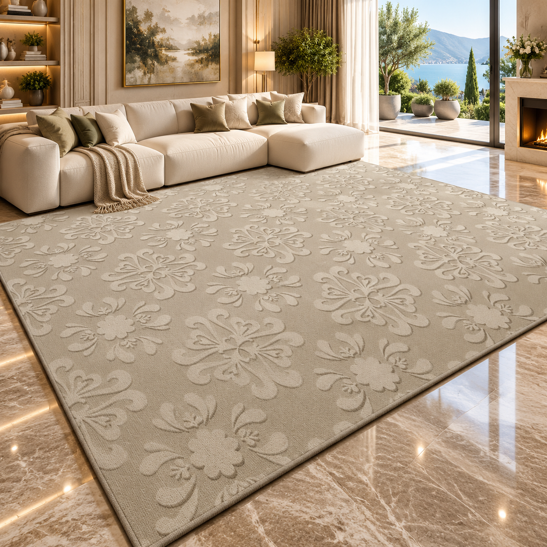 Solid Flannel Area Rug — Machine Washable, Non-Slip