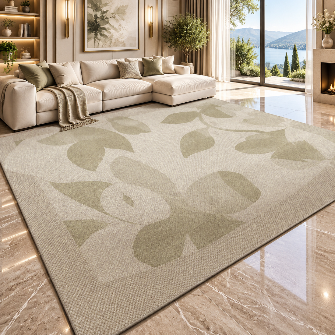 Solid Flannel Area Rug — Machine Washable, Non-Slip