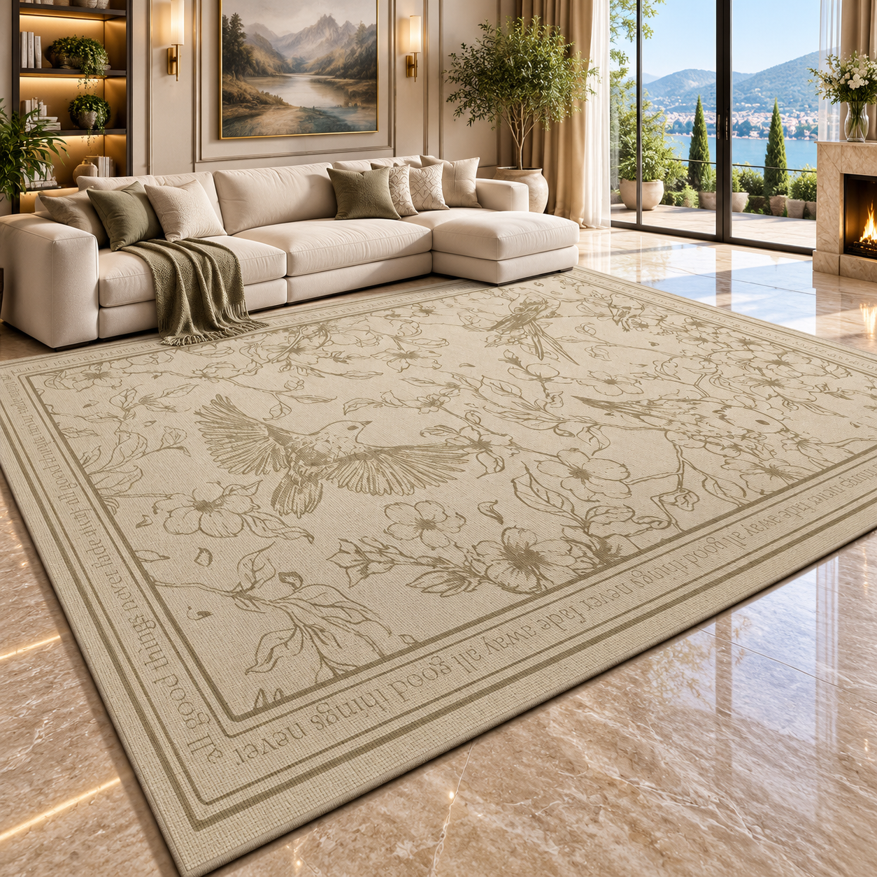 Solid Flannel Area Rug — Machine Washable, Non-Slip