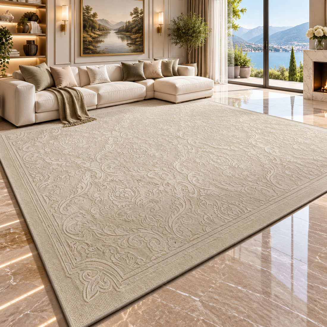 Solid Flannel Area Rug — Machine Washable, Non-Slip