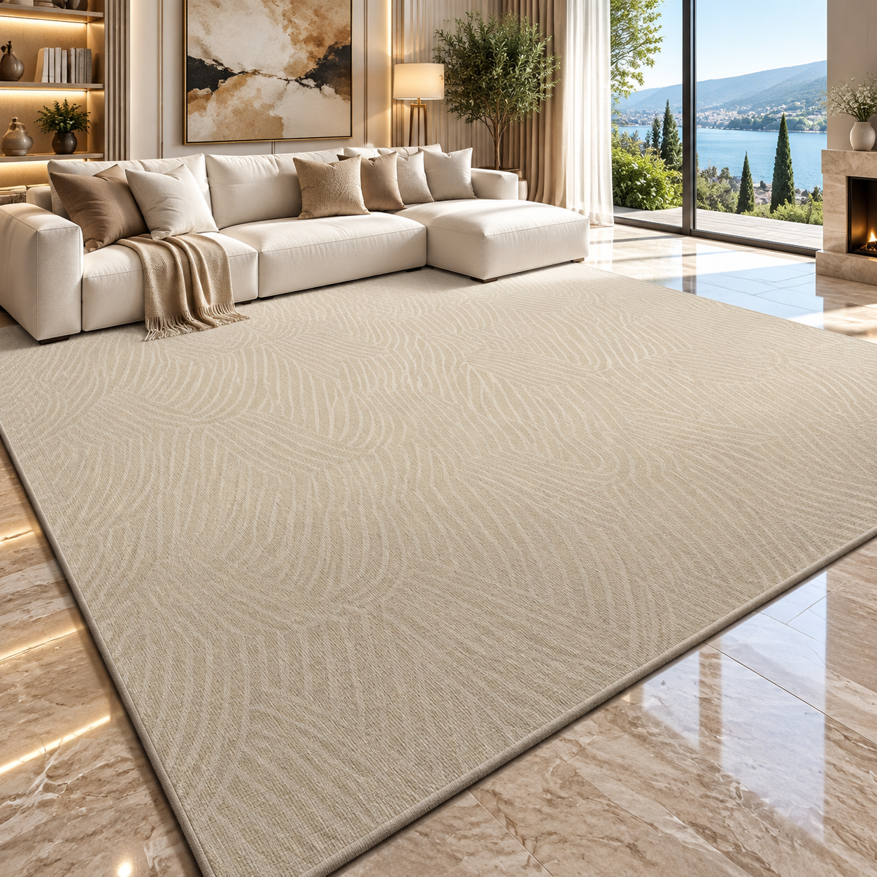 Solid Flannel Area Rug — Machine Washable, Non-Slip