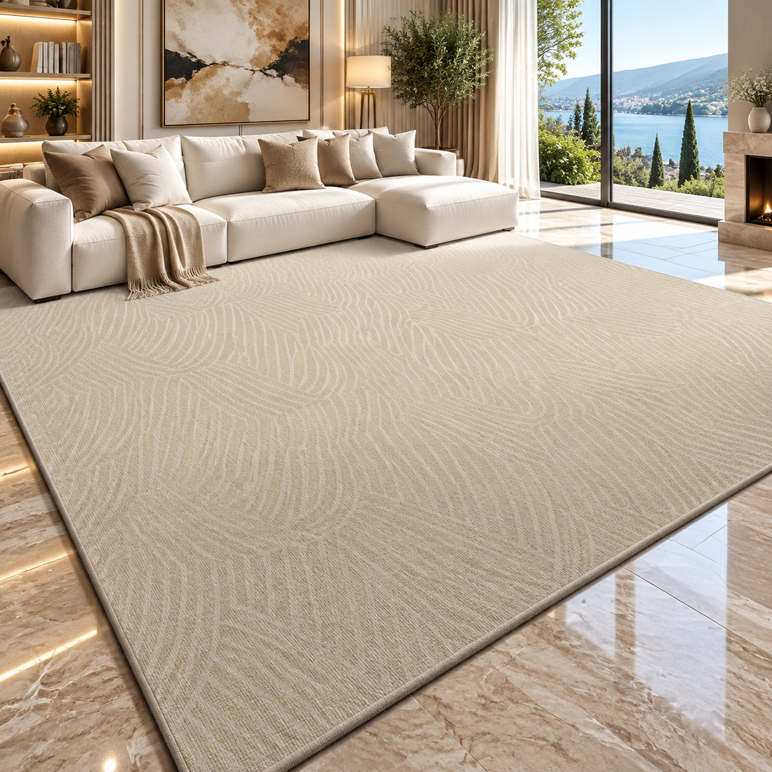 Solid Flannel Area Rug — Machine Washable, Non-Slip