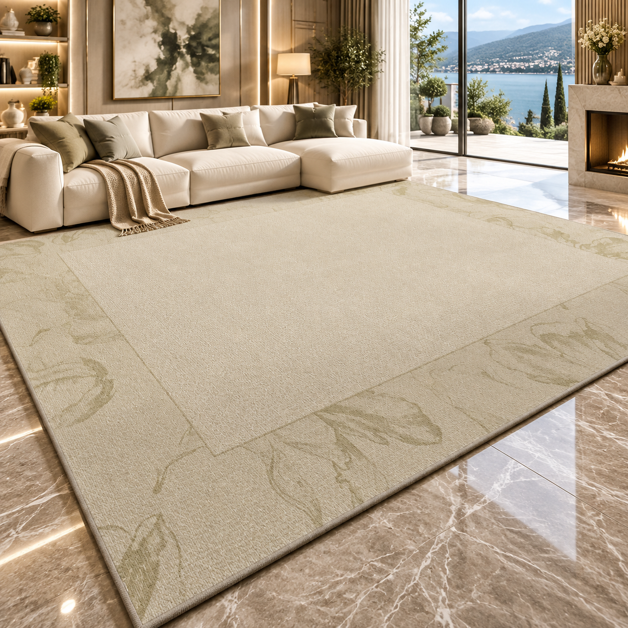 Solid Flannel Area Rug — Machine Washable, Non-Slip