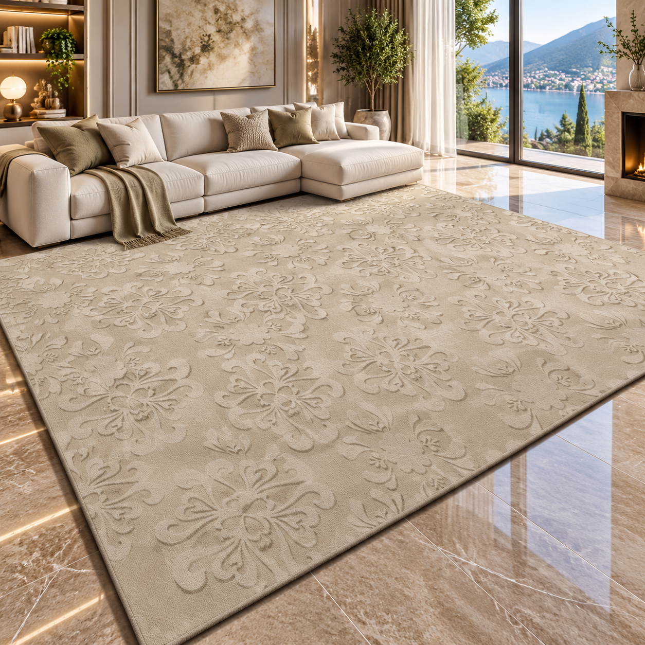 Solid Flannel Area Rug — Machine Washable, Non-Slip