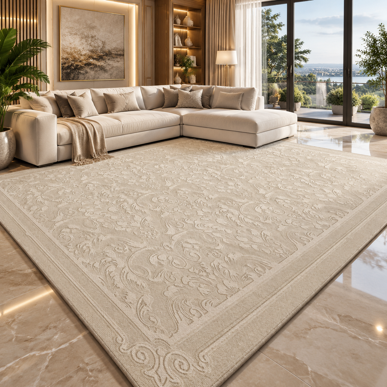 Solid Flannel Area Rug — Machine Washable, Non-Slip