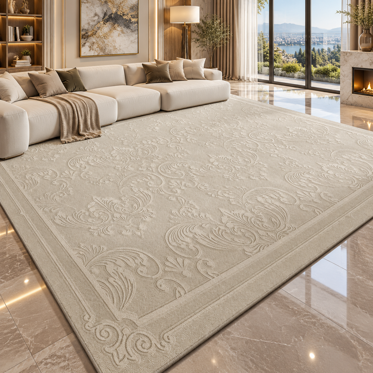 Solid Flannel Area Rug — Machine Washable, Non-Slip