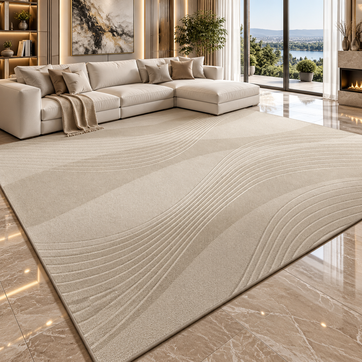 Solid Flannel Area Rug — Machine Washable, Non-Slip