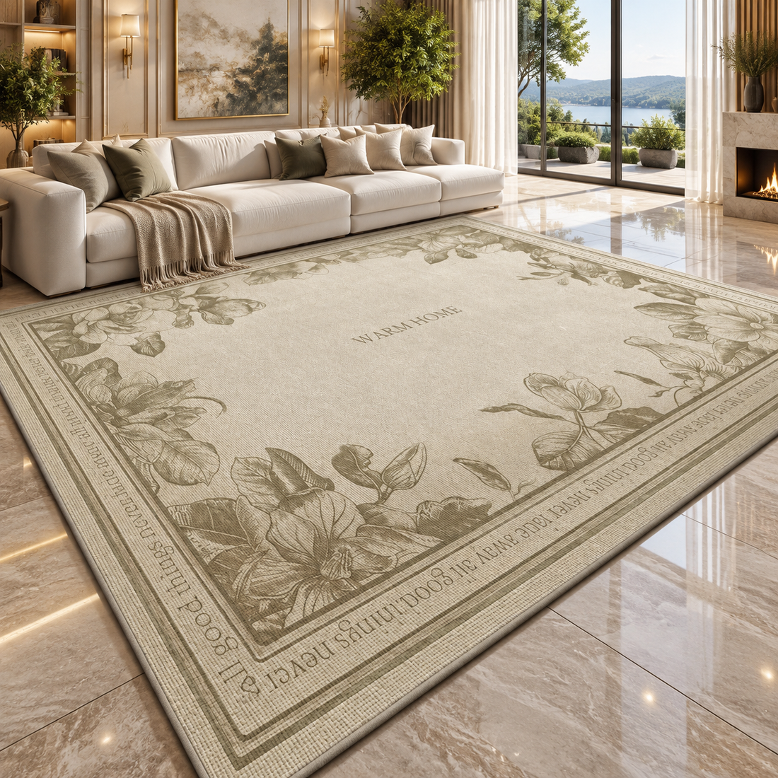 Solid Flannel Area Rug — Machine Washable, Non-Slip
