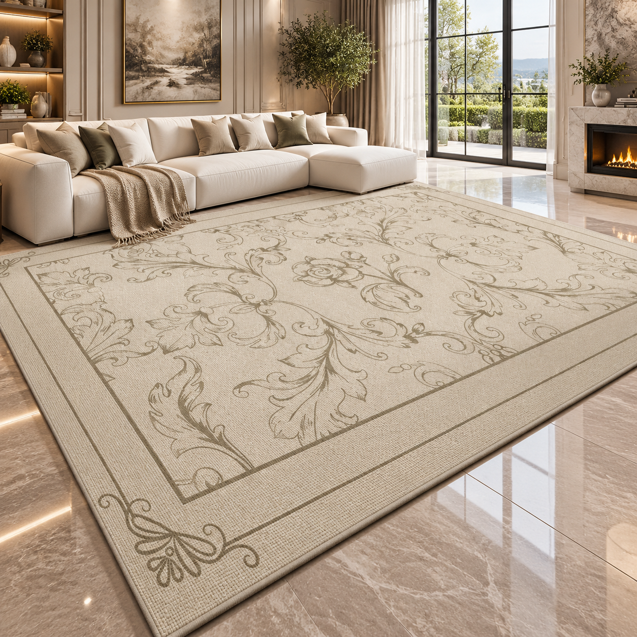 Solid Flannel Area Rug — Machine Washable, Non-Slip