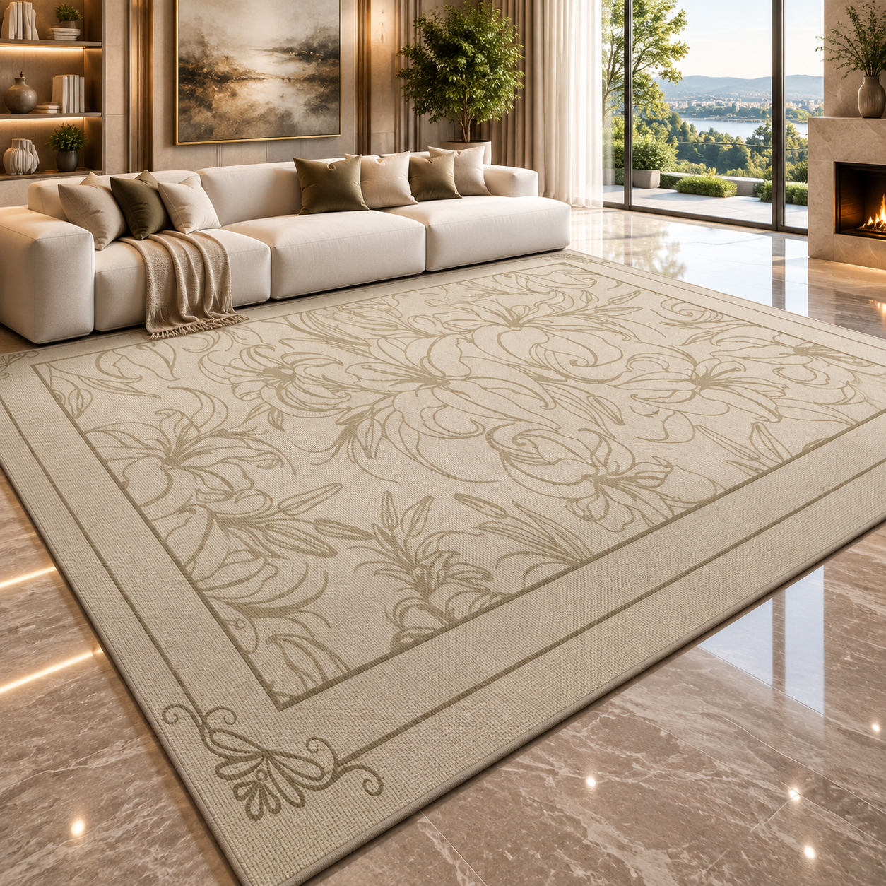 Solid Flannel Area Rug — Machine Washable, Non-Slip