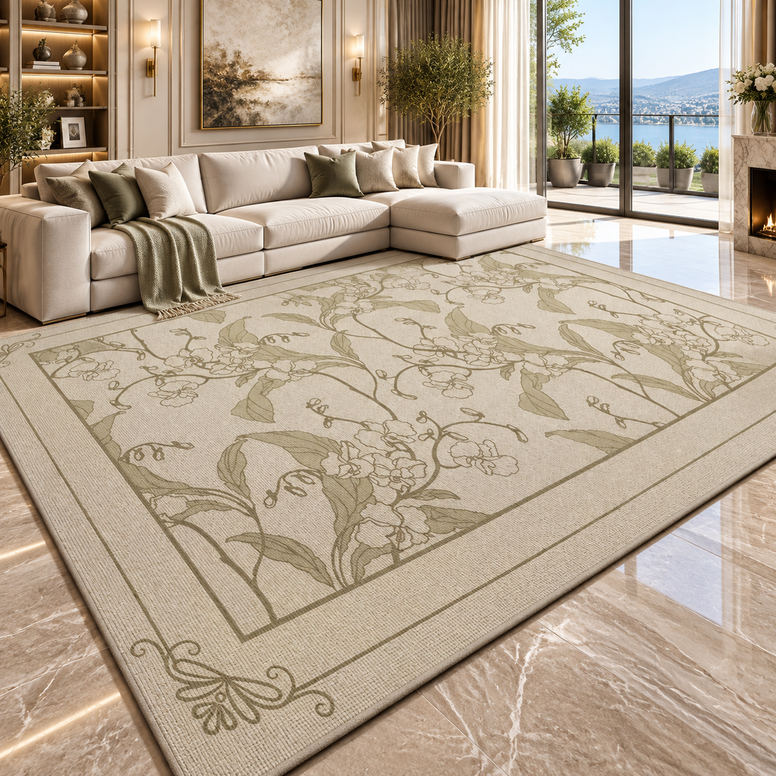 Solid Flannel Area Rug — Machine Washable, Non-Slip
