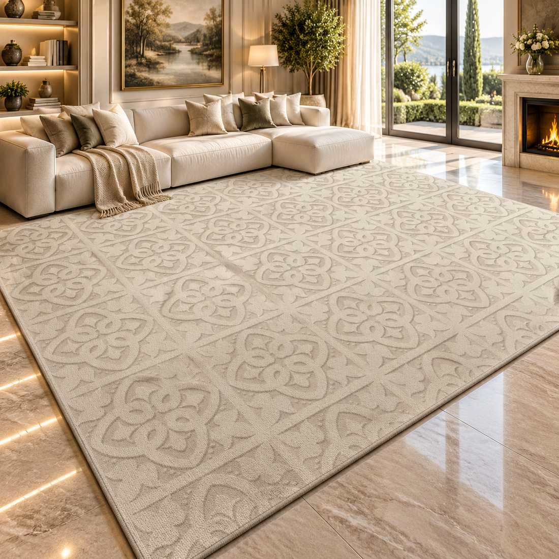 Solid Flannel Area Rug — Machine Washable, Non-Slip