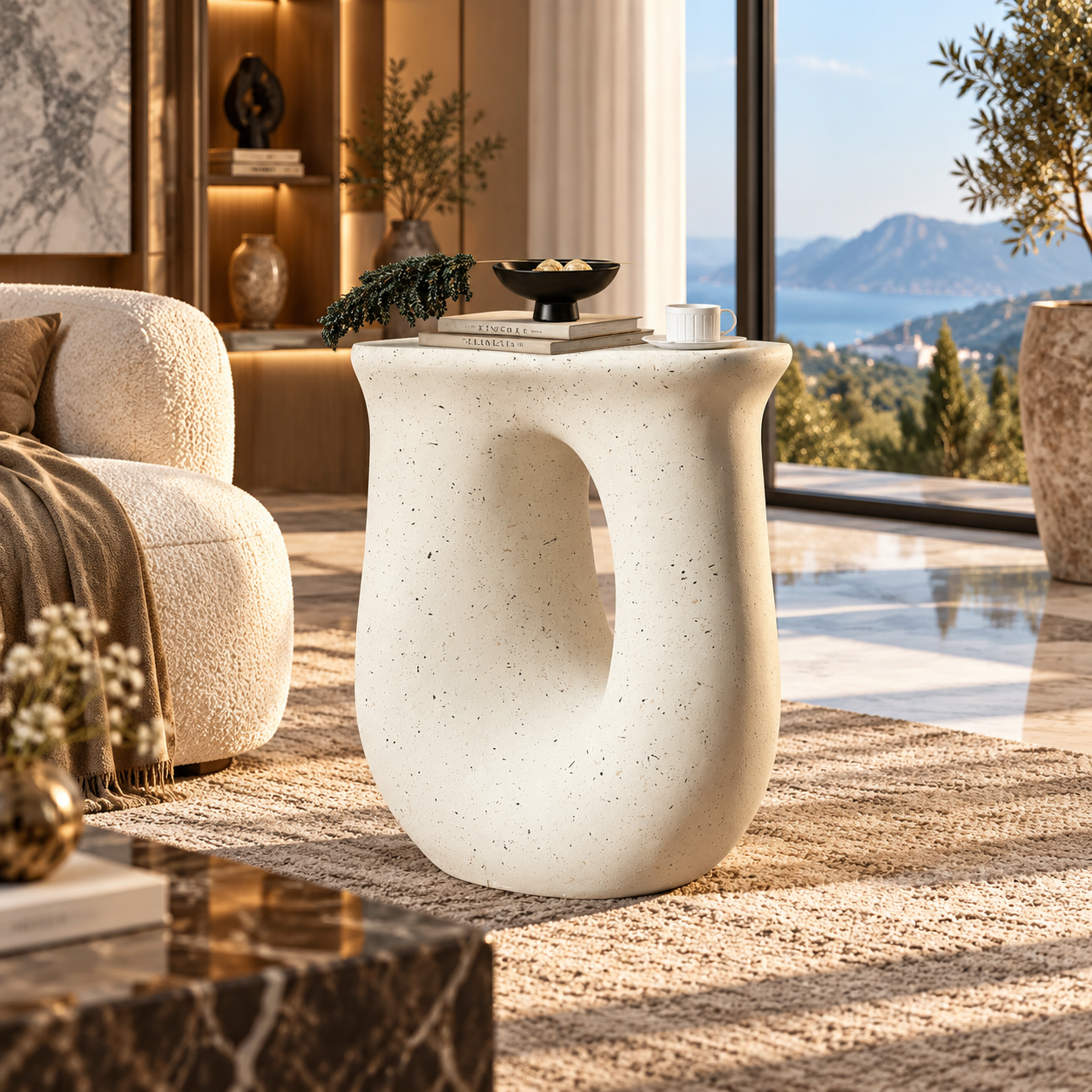 Modern U-Shaped Geometric Side Table
