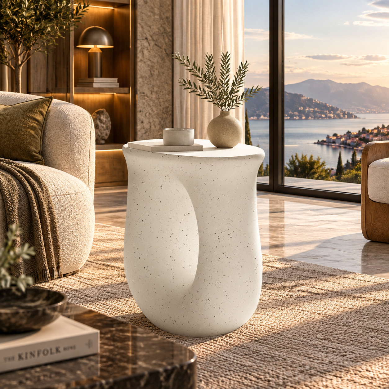 Modern U-Shaped Geometric Side Table