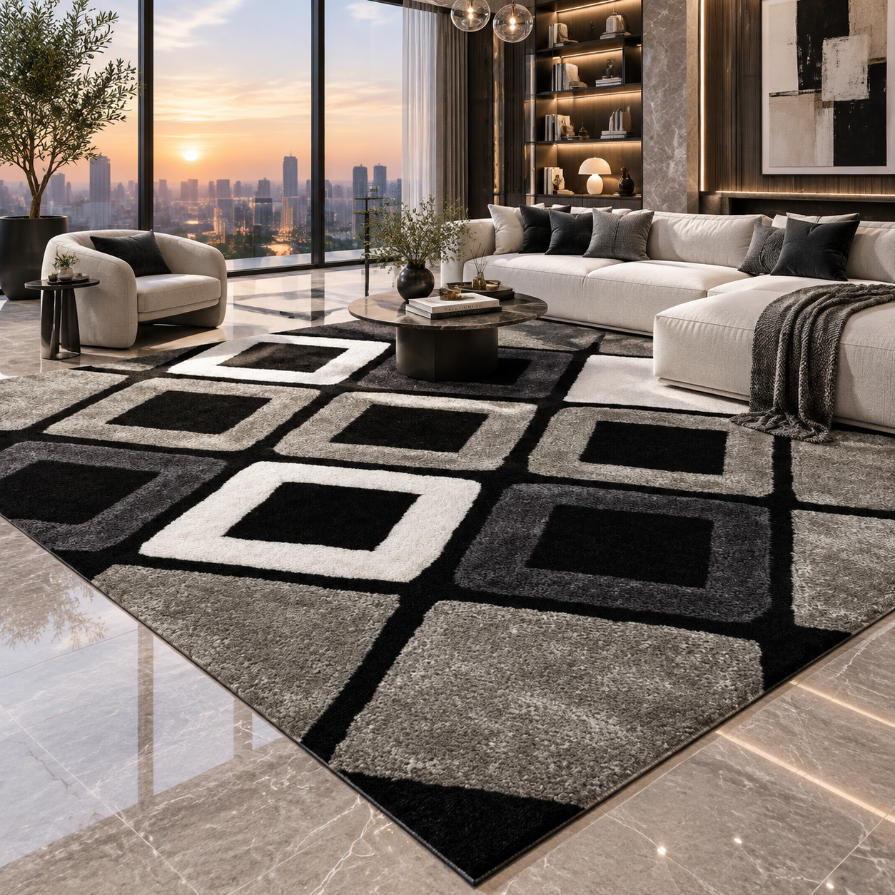 Washable Geometric Area Rug