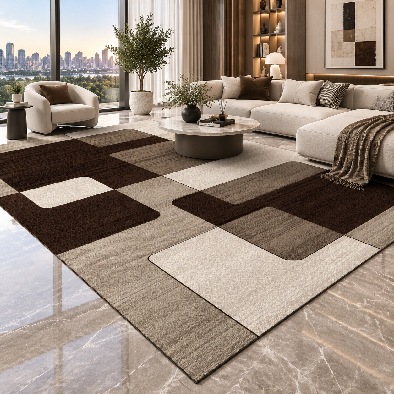 Washable Geometric Area Rug