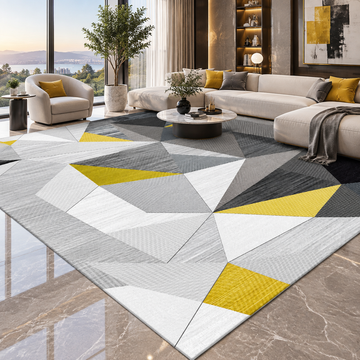 Washable Geometric Area Rug