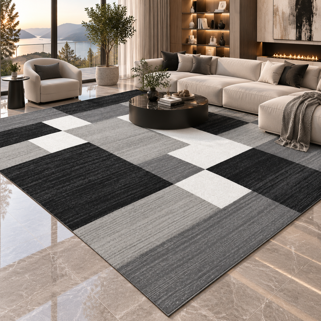 Washable Geometric Area Rug