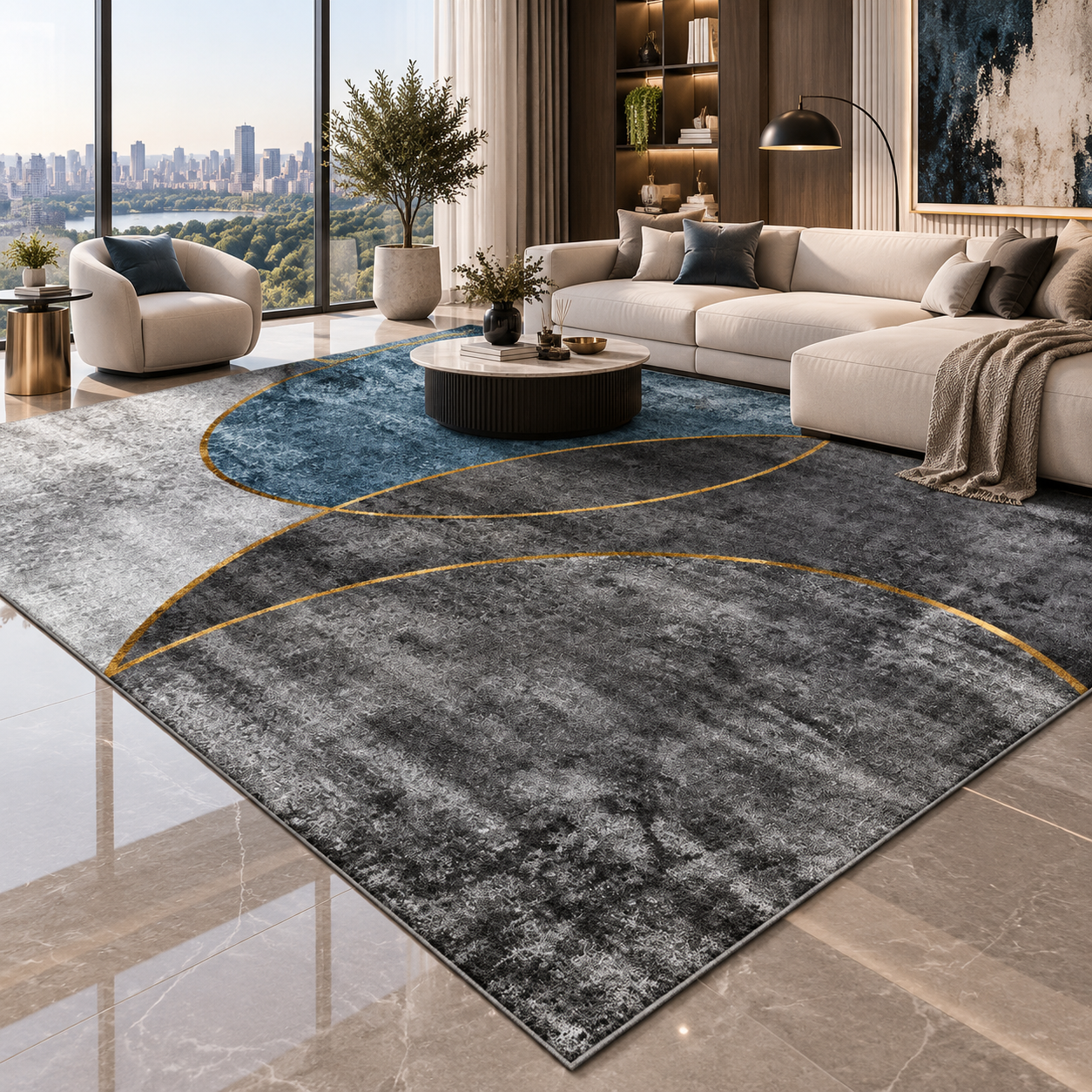 Washable Geometric Area Rug