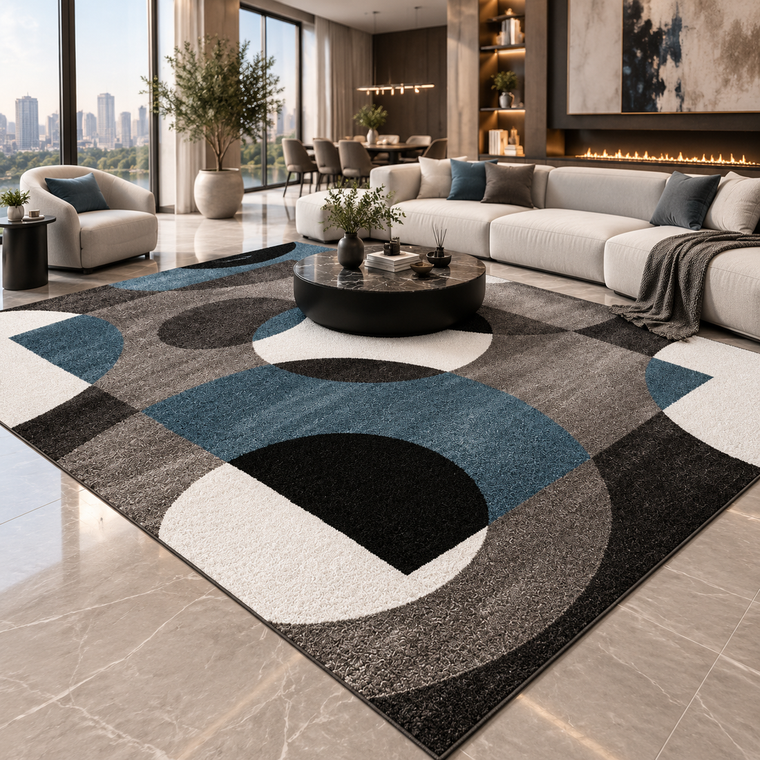 Washable Geometric Area Rug