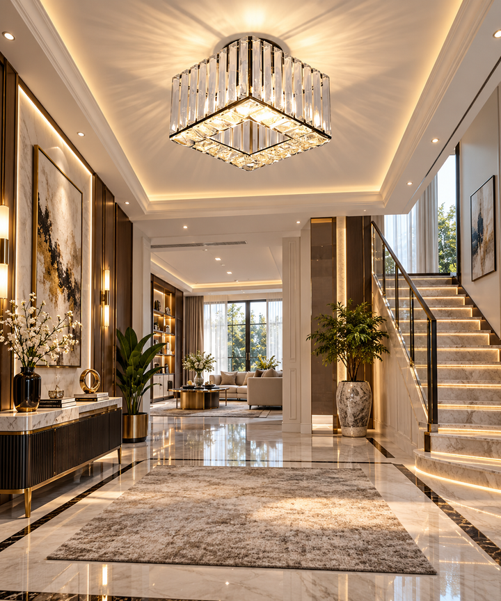 Modern Crystal Flush Mount Chandelier