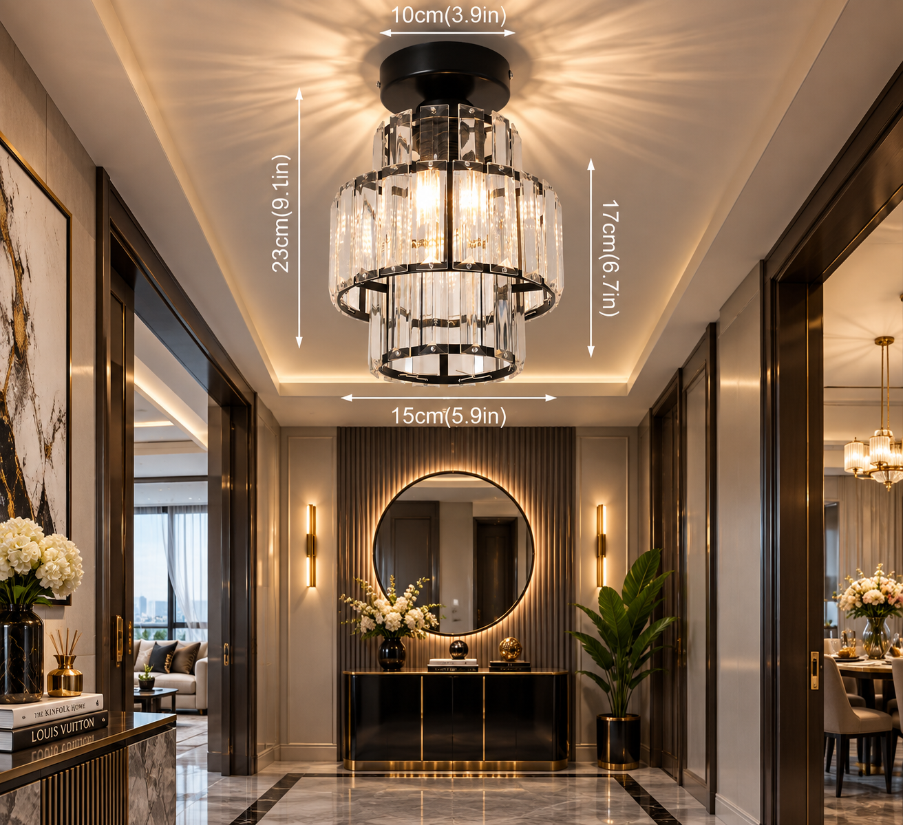 Modern Crystal Flush Mount Chandelier