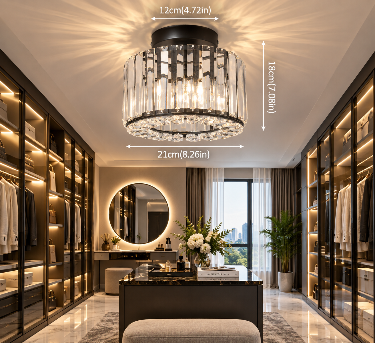 Modern Crystal Flush Mount Chandelier