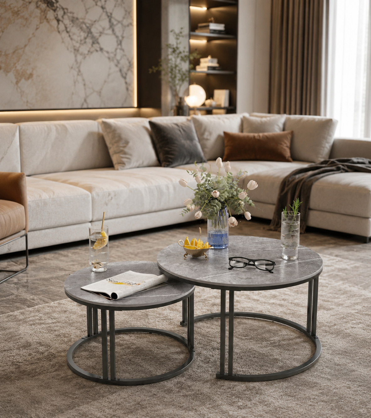 Modern Round Nesting Coffee Tables – Set of 2